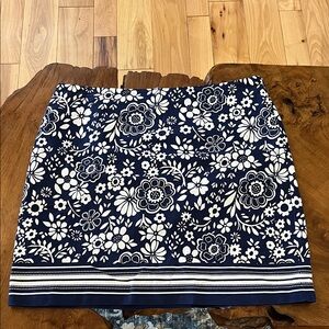 Talbots Navy and White Floral Mini Skirt